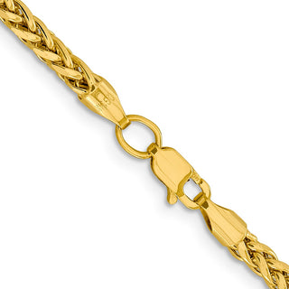 20" 14k Yellow Gold 3.1mm Semi-solid Diamond-cut Wheat Chain Necklace