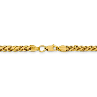 24" 14k Yellow Gold 3.7mm Semi-solid Diamond-cut Wheat Chain Necklace