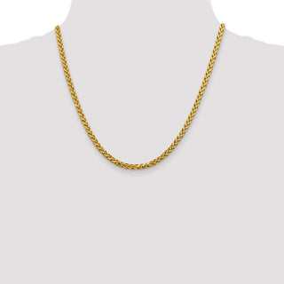 20" 14k Yellow Gold 3.7mm Semi-solid Diamond-cut Wheat Chain Necklace