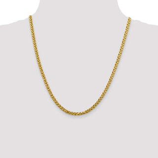 22" 14k Yellow Gold 3.7mm Semi-solid Diamond-cut Wheat Chain Necklace
