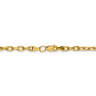 26" 14k Yellow Gold 3.7mm Semi-solid Diamond-cut Open Link Cable Chain Necklace