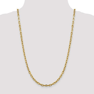 26" 14k Yellow Gold 4.9mm Semi-solid Diamond-cut Open Link Cable Chain Necklace