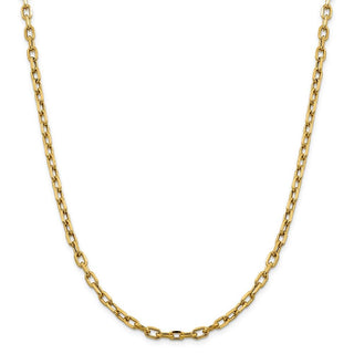 26" 14k Yellow Gold 4.9mm Semi-solid Diamond-cut Open Link Cable Chain Necklace