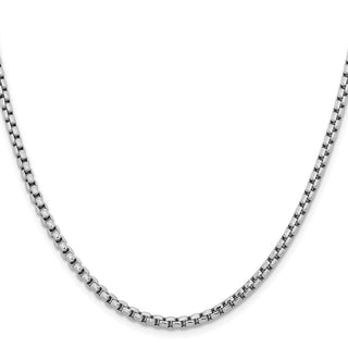 20" 14k White Gold 3.6mm Semi-Solid Round Box Chain Necklace