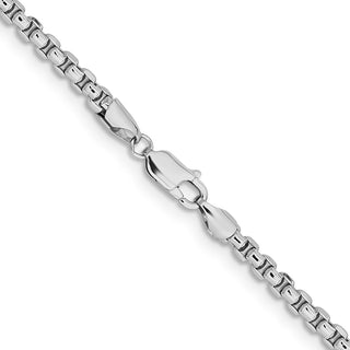 20" 14k White Gold 3.6mm Semi-Solid Round Box Chain Necklace