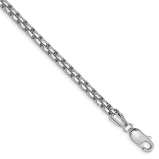 8" 14k White Gold 3.6mm Semi-Solid Round Box Chain Bracelet