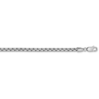 24" 14k White Gold 3.6mm Semi-Solid Round Box Chain Necklace