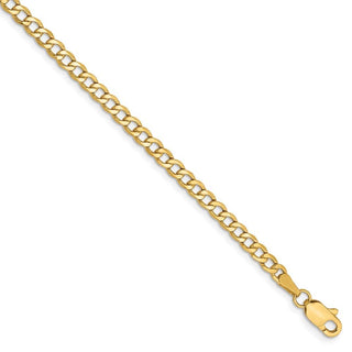 7" 14k Yellow Gold 2.85mm Semi-Solid Curb Chain Bracelet