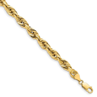 8" 14k Yellow Goldy 7.0mm Semi-Solid Rope Chain Bracelet