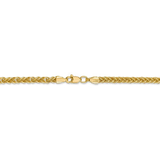 24" 14k Yellow Gold 2.6mm Semi-solid 3-Wire Wheat Chain Necklace