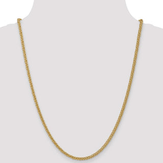 24" 14k Yellow Gold 2.6mm Semi-solid 3-Wire Wheat Chain Necklace