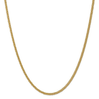 24" 14k Yellow Gold 2.6mm Semi-solid 3-Wire Wheat Chain Necklace