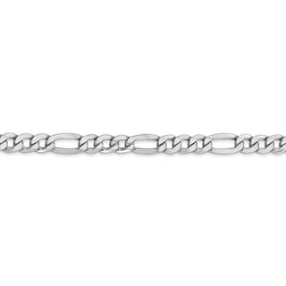 7" 14k White Gold 5.75mm Semi-Solid Figaro Chain Bracelet