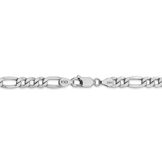 7" 14k White Gold 5.75mm Semi-Solid Figaro Chain Bracelet