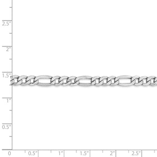 7" 14k White Gold 5.75mm Semi-Solid Figaro Chain Bracelet