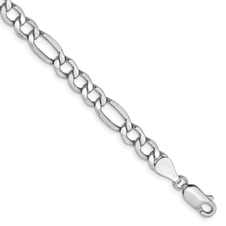 7" 14k White Gold 5.75mm Semi-Solid Figaro Chain Bracelet