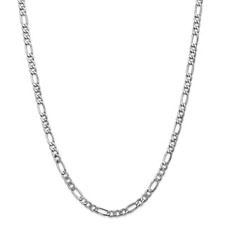 26" 14k White Gold 5.75mm Semi-Solid Figaro Chain Necklace