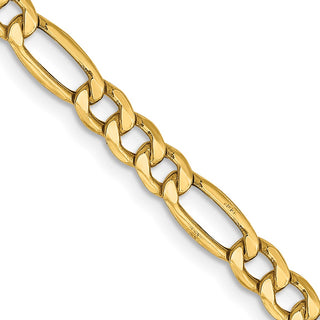 18" 14k Yellow Gold 4.2mm Semi-Solid Figaro Chain Necklace