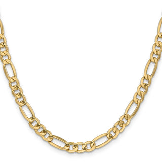 20" 14k Yellow Gold 6.25mm Semi-Solid Figaro Chain Necklace