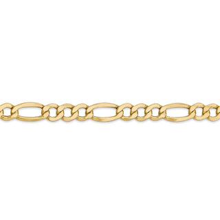 24" 14k Yellow Gold 7.3mm Semi-Solid Figaro Chain Necklace