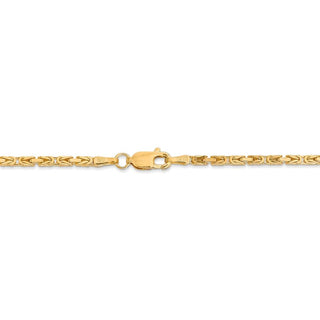 7" 14k Yellow Gold 2mm Byzantine Chain Bracelet