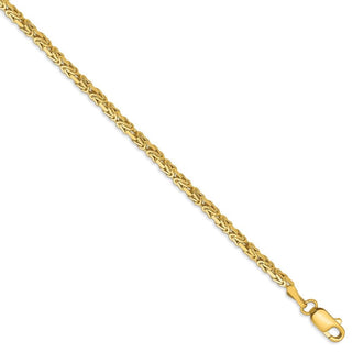 7" 14k Yellow Gold 2mm Byzantine Chain Bracelet