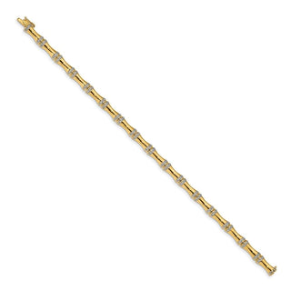 14k Yellow Gold Diamond Bamboo Design Bracelet