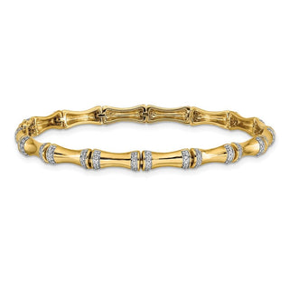 14k Yellow Gold Diamond Bamboo Design Bracelet