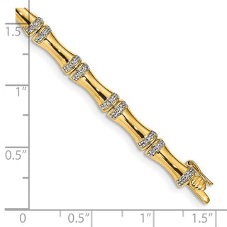14k Yellow Gold Diamond Bamboo Design Bracelet