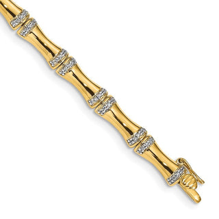 14k Yellow Gold Diamond Bamboo Design Bracelet