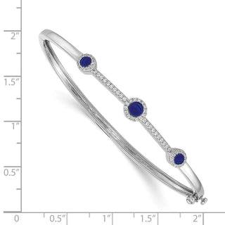 7" 14k White Gold Diamond and Cabochon Sapphire Bangle Bracelet