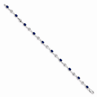 7" 14k White Gold Blue Sapphire & White Sapphire Bracelet