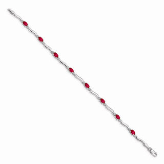 7" 14k White Gold Diamond and Ruby Bracelet BM4474-RU-001-WA
