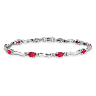7" 14k White Gold Diamond and Ruby Bracelet BM4474-RU-001-WA