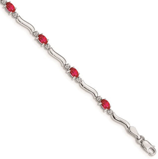 7" 14k White Gold Diamond and Ruby Bracelet BM4474-RU-001-WA