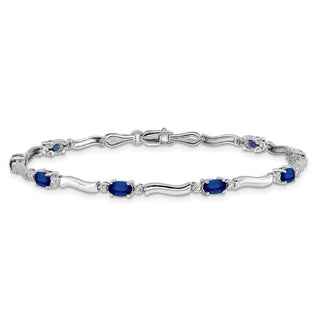 7" 14k White Gold Diamond and Sapphire Bracelet BM4474-SA-001-WA