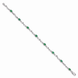 7" 14k White Gold Diamond and Emerald Bracelet BM4475-EM-001-WA