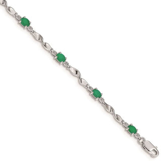 7" 14k White Gold Diamond and Emerald Bracelet BM4475-EM-001-WA