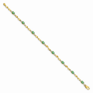 7" 14k Yellow Gold Diamond and Oval Emerald Bracelet BM4475-EM-001-YA