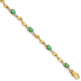 7" 14k Yellow Gold Diamond and Oval Emerald Bracelet BM4475-EM-001-YA