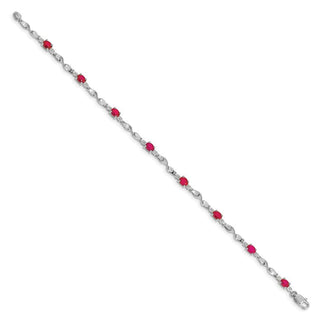 7" 14k White Gold Diamond and Ruby Bracelet BM4475-RU-001-WA