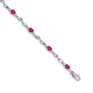 7" 14k White Gold Diamond and Ruby Bracelet BM4475-RU-001-WA