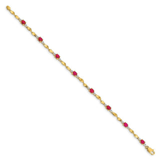 7" 14K Yellow Gold Diamond and Oval Ruby Bracelet BM4475-RU-001-YA