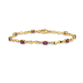7" 14K Yellow Gold Diamond and Oval Ruby Bracelet BM4475-RU-001-YA