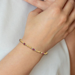 7" 14K Yellow Gold Diamond and Oval Ruby Bracelet BM4475-RU-001-YA