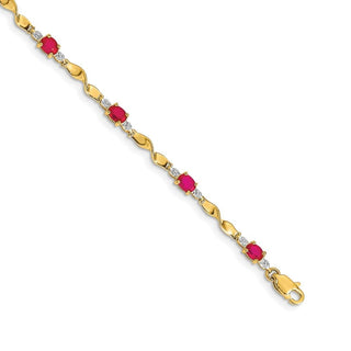 7" 14K Yellow Gold Diamond and Oval Ruby Bracelet BM4475-RU-001-YA