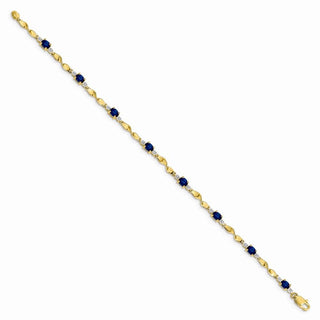 7" 14k Yellow Gold Diamond and Oval Sapphire Bracelet BM4475-SA-001-YA