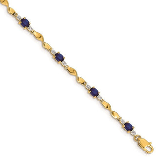 7" 14k Yellow Gold Diamond and Oval Sapphire Bracelet BM4475-SA-001-YA