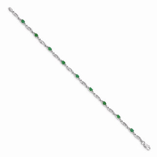 7" 14k White Gold Diamond and Emerald Bracelet BM4476-EM-001-WA