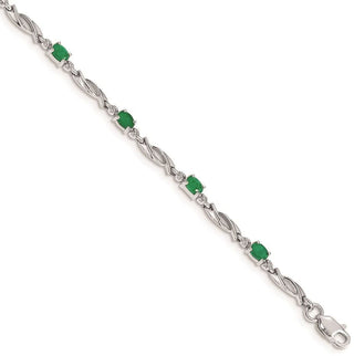 7" 14k White Gold Diamond and Emerald Bracelet BM4476-EM-001-WA